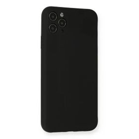 Newface iPhone 11 Pro Max Nano İçi Kadife Silikon Siyah Cep Telefonu Kılıfı