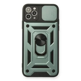 Newface iPhone 11 Pro Max Pars Lens Yüzüklü Silikon Yeşil Cep Telefonu Kılıfı