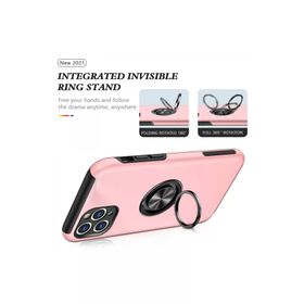 Newface iPhone 11 Pro Max Pembe Elit Yüzüklü Silikon Cep Telefonu Kılıfı