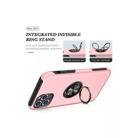 Newface iPhone 11 Pro Max Pembe Elit Yüzüklü Silikon Cep Telefonu Kılıfı