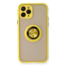 Newface iPhone 11 Pro Montreal Yüzüklü Silikon Kapak Sarı Kılıf