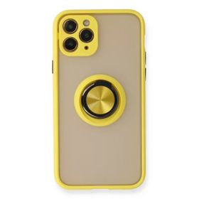 Newface iPhone 11 Pro Montreal Yüzüklü Silikon Kapak Sarı Kılıf