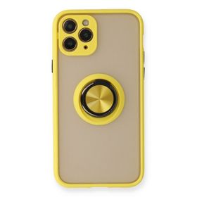 Newface iPhone 11 Pro Montreal Yüzüklü Silikon Kapak Sarı Kılıf