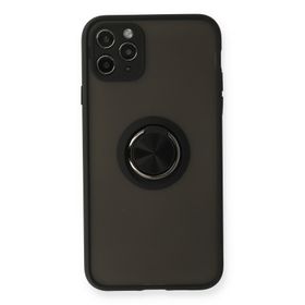 Newface iPhone 11 Pro Montreal Yüzüklü Silikon Kapak - Siyah Kılıf