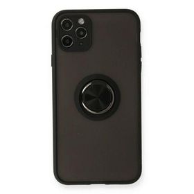 Newface iPhone 11 Pro Montreal Yüzüklü Silikon Kapak - Siyah Kılıf