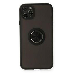 Newface iPhone 11 Pro Montreal Yüzüklü Silikon Kapak - Siyah Kılıf
