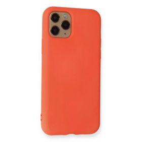 Newface İphone 11 Pro Nano İçi Kadife Silikon Turuncu Cep Telefonu Kılıfı