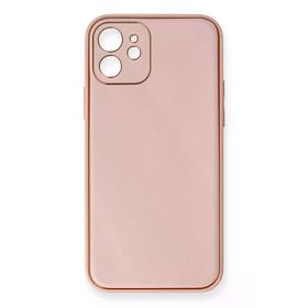 Newface iPhone 12 Coco Deri Silikon Kapak Pembe Cep Telefonu Kılıfı