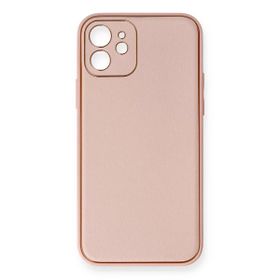 Newface iPhone 12 Coco Deri Silikon Kapak Pembe Cep Telefonu Kılıfı