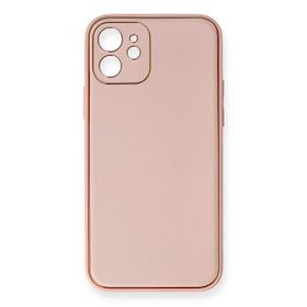 Newface iPhone 12 Coco Deri Silikon Kapak Pembe Cep Telefonu Kılıfı