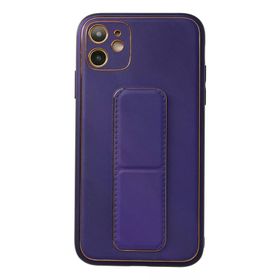 Newface iPhone 12 Coco Deri Standlı Kapak Mor Cep Telefonu Kılıfı