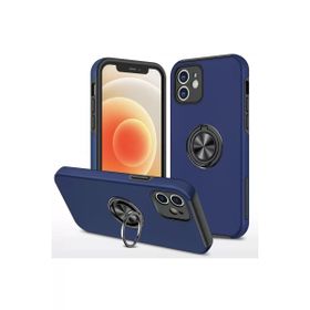 Newface iPhone 12 Elit Yüzüklü Kapak Lacivert Kılıf
