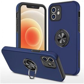 Newface iPhone 12 Elit Yüzüklü Kapak Lacivert Kılıf