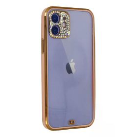 Newface iPhone 12 Kılıf Liva Taşlı Silikon Pembe Cep Telefonu Kılıfı