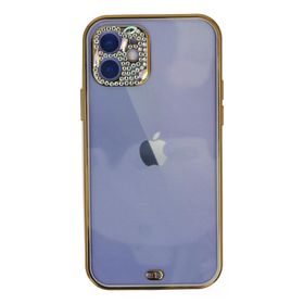 Newface iPhone 12 Liva Taşlı Silikon Mor Cep Telefonu Kılıfı