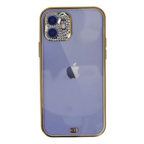Newface iPhone 12 Liva Taşlı Silikon Mor Cep Telefonu Kılıfı