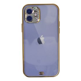 Newface iPhone 12 Liva Taşlı Silikon Mor Cep Telefonu Kılıfı