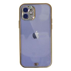 Newface iPhone 12 Liva Taşlı Silikon Mor Cep Telefonu Kılıfı