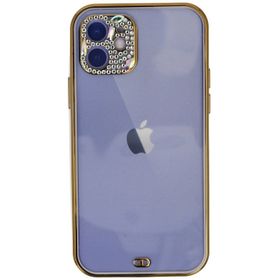 Newface iPhone 12 Liva Taşlı Silikon Mor Cep Telefonu Kılıfı