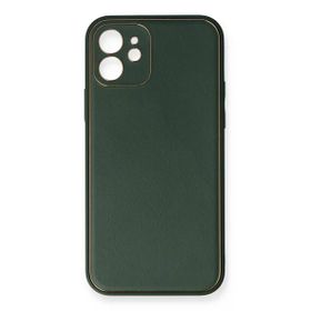 Newface iPhone 12 Mini Coco Deri Silikon Kapak Yeşil Cep Telefonu Kılıfı