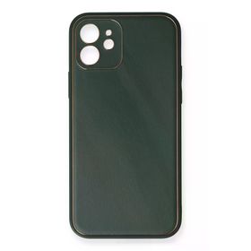 Newface iPhone 12 Mini Coco Deri Silikon Kapak Yeşil Cep Telefonu Kılıfı