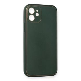 Newface iPhone 12 Mini Coco Deri Silikon Kapak Yeşil Cep Telefonu Kılıfı