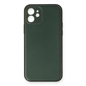 Newface iPhone 12 Mini Coco Deri Silikon Kapak Yeşil Cep Telefonu Kılıfı