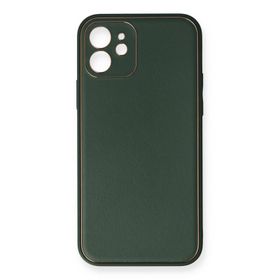 Newface iPhone 12 Mini Coco Deri Silikon Kapak Yeşil Cep Telefonu Kılıfı
