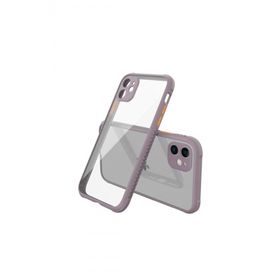 Newface iPhone 12 Mini Miami Şeffaf Silikon Açık Mor Cep Telefonu Kılıfı