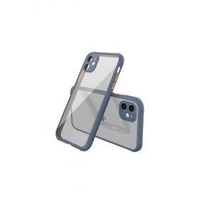 Newface iPhone 12 Mini Miami Şeffaf Silikon Gri Cep Telefonu Kılıfı