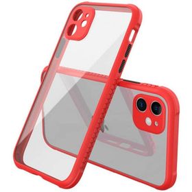 Newface iPhone 12 Mini Miami Şeffaf Silikon Kırmızı Cep Telefonu Kılıfı