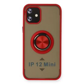 Newface iPhone 12 Mini Montreal Yüzüklü Silikon Kapak Kırmızı Kılıf