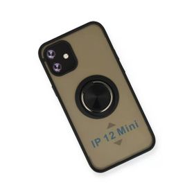 Newface iPhone 12 Mini Montreal Yüzüklü Silikon Kapak Siyah Kılıf