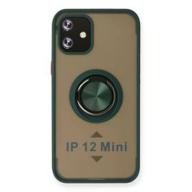 Newface iPhone 12 Mini Montreal Yüzüklü Silikon Kapak Yeşil Kılıf