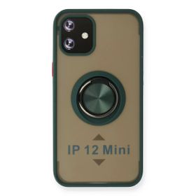 Newface iPhone 12 Mini Montreal Yüzüklü Silikon Kapak Yeşil Kılıf