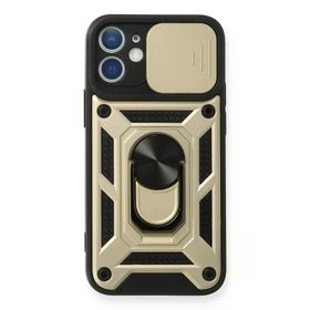 Newface iPhone 12 Mini Pars Lens Yüzüklü Silikon Gold Cep Telefonu Kılıfı