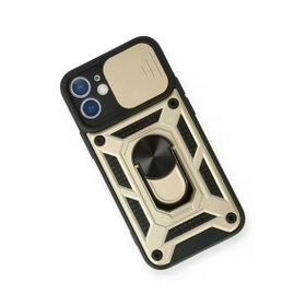 Newface iPhone 12 Mini Pars Lens Yüzüklü Silikon Gold Cep Telefonu Kılıfı
