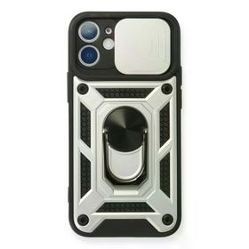 Newface iPhone 12 Mini Pars Lens Yüzüklü Silikon Gümüş Cep Telefonu Kılıfı