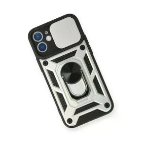 Newface iPhone 12 Mini Pars Lens Yüzüklü Silikon Gümüş Cep Telefonu Kılıfı