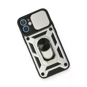 Newface iPhone 12 Mini Pars Lens Yüzüklü Silikon Gümüş Cep Telefonu Kılıfı