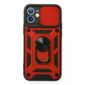 Newface iPhone 12 Mini Pars Lens Yüzüklü Silikon Kırmızı Cep Telefonu Kılıfı