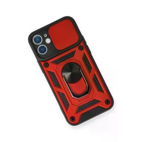 Newface iPhone 12 Mini Pars Lens Yüzüklü Silikon Kırmızı Cep Telefonu Kılıfı