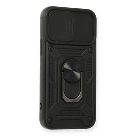 Newface iPhone 12 Mini Pars Lens Yüzüklü Silikon - Siyah Kılıf