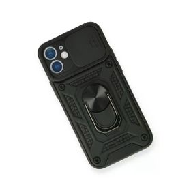 Newface iPhone 12 Mini Pars Lens Yüzüklü Silikon - Siyah Kılıf