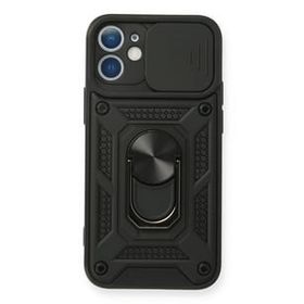 Newface iPhone 12 Mini Pars Lens Yüzüklü Silikon - Siyah Kılıf