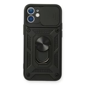 Newface iPhone 12 Mini Pars Lens Yüzüklü Silikon - Siyah Kılıf