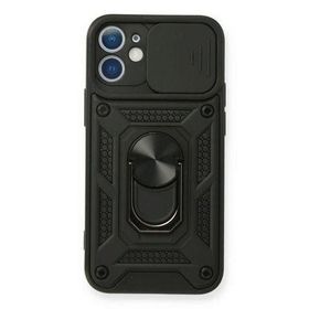 Newface iPhone 12 Mini Pars Lens Yüzüklü Silikon - Siyah Kılıf