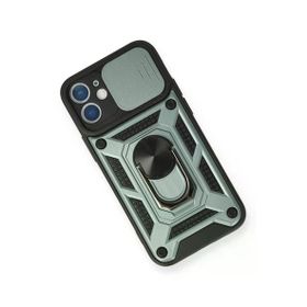 Newface iPhone 12 Mini Pars Lens Yüzüklü Silikon Yeşil Cep Telefonu Kılıfı