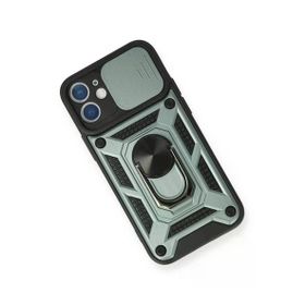 Newface iPhone 12 Mini Pars Lens Yüzüklü Silikon Yeşil Cep Telefonu Kılıfı