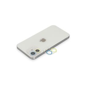 Newface iPhone 12 Mini Renkli Sarı-Mavi Kamera Lens Koruma Cam